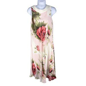 SL Fashions 10 Back Zip Sleeveless Floral Chiffon Dress Satin CowlNeck Bloomcore